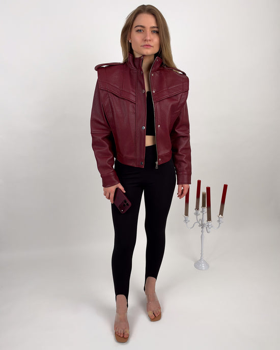 Lederoptik-Jacke Bordeaux #color-bordeaux