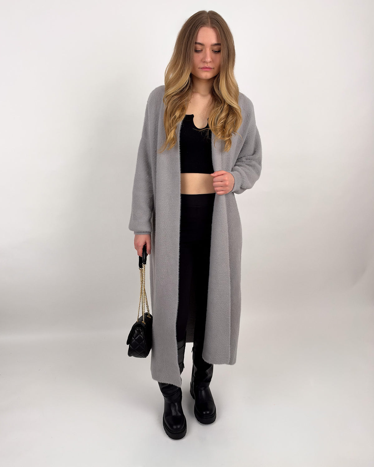 Langer, weicher Cardigan ohne Verschluss
