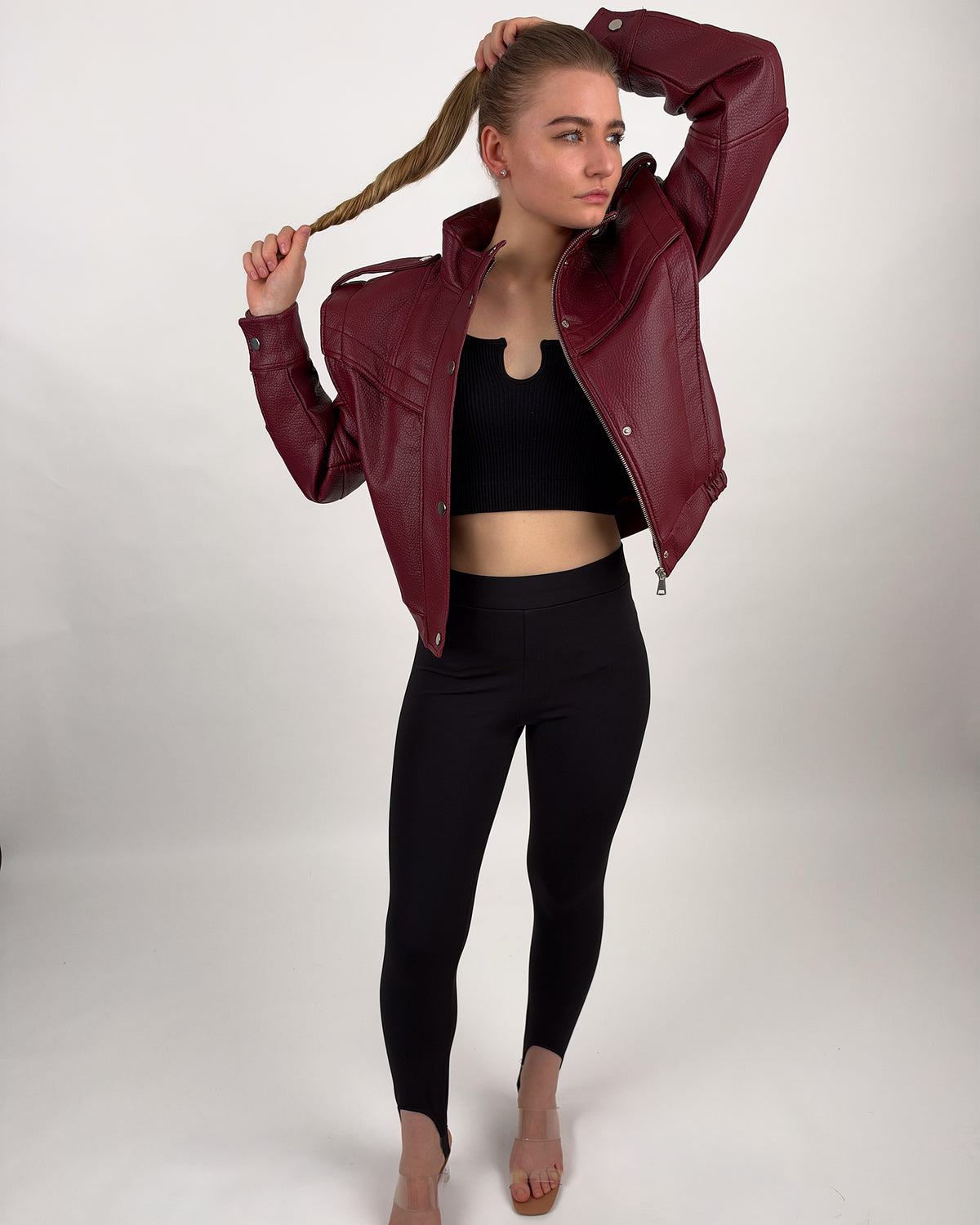 Lederoptik-Jacke Bordeaux #color-bordeaux