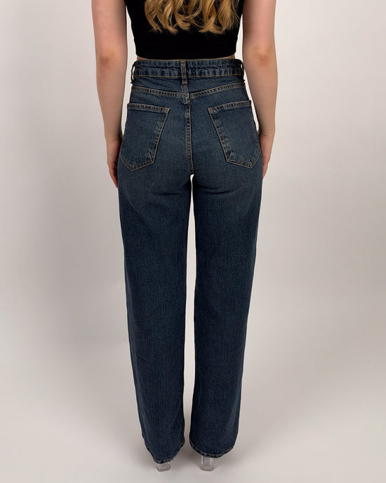 High-Waist Wide Leg Jeans mit asymmetrischem Bund