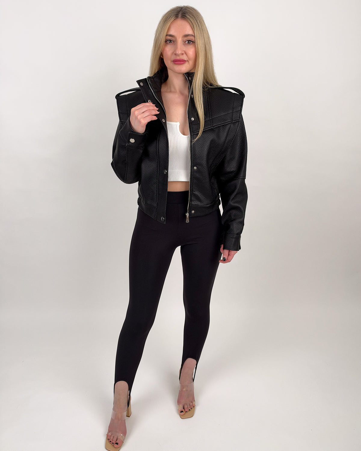 Lederoptik-Jacke Schwarz #color-schwarz