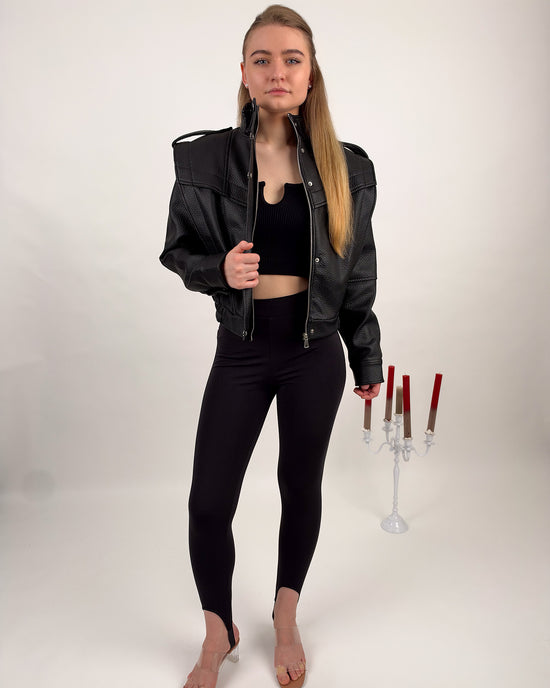 Lederoptik-Jacke Schwarz #color-schwarz