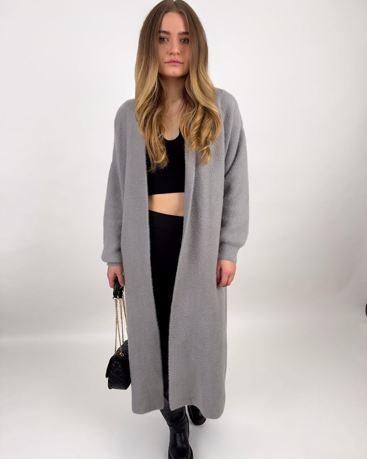 Langer, weicher Cardigan ohne Verschluss